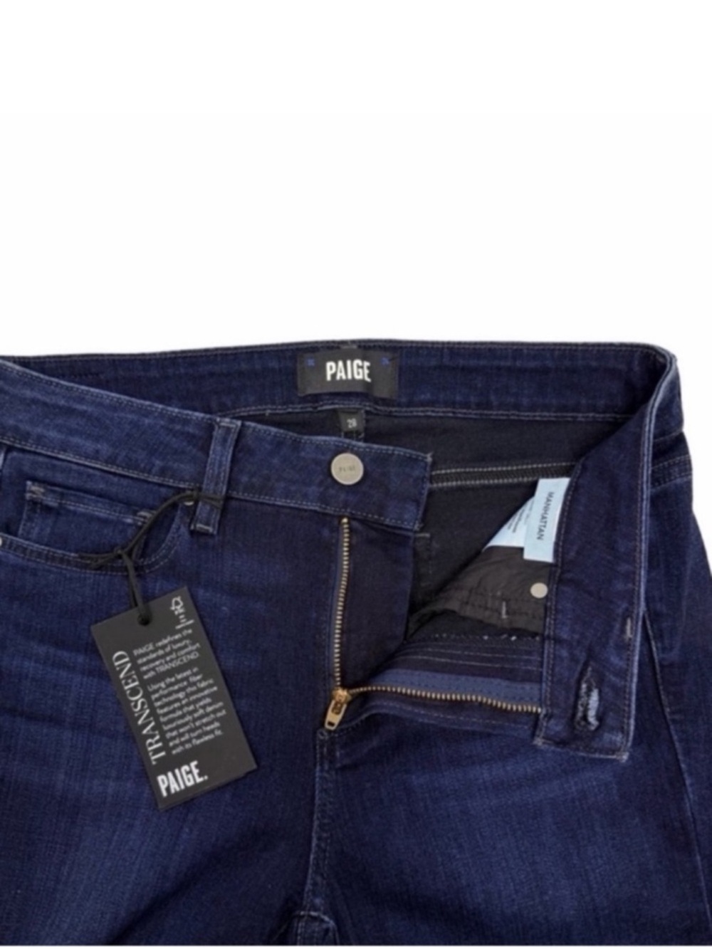 Paige Manhattan Midrise Slim Boot Jeans Size 28 NWT Spirit Wash 34” Inseam - Picture 5 of 9